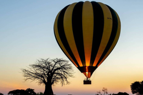 Hot-air balloon safari at sunrise Hot-air balloon safari at sunrise